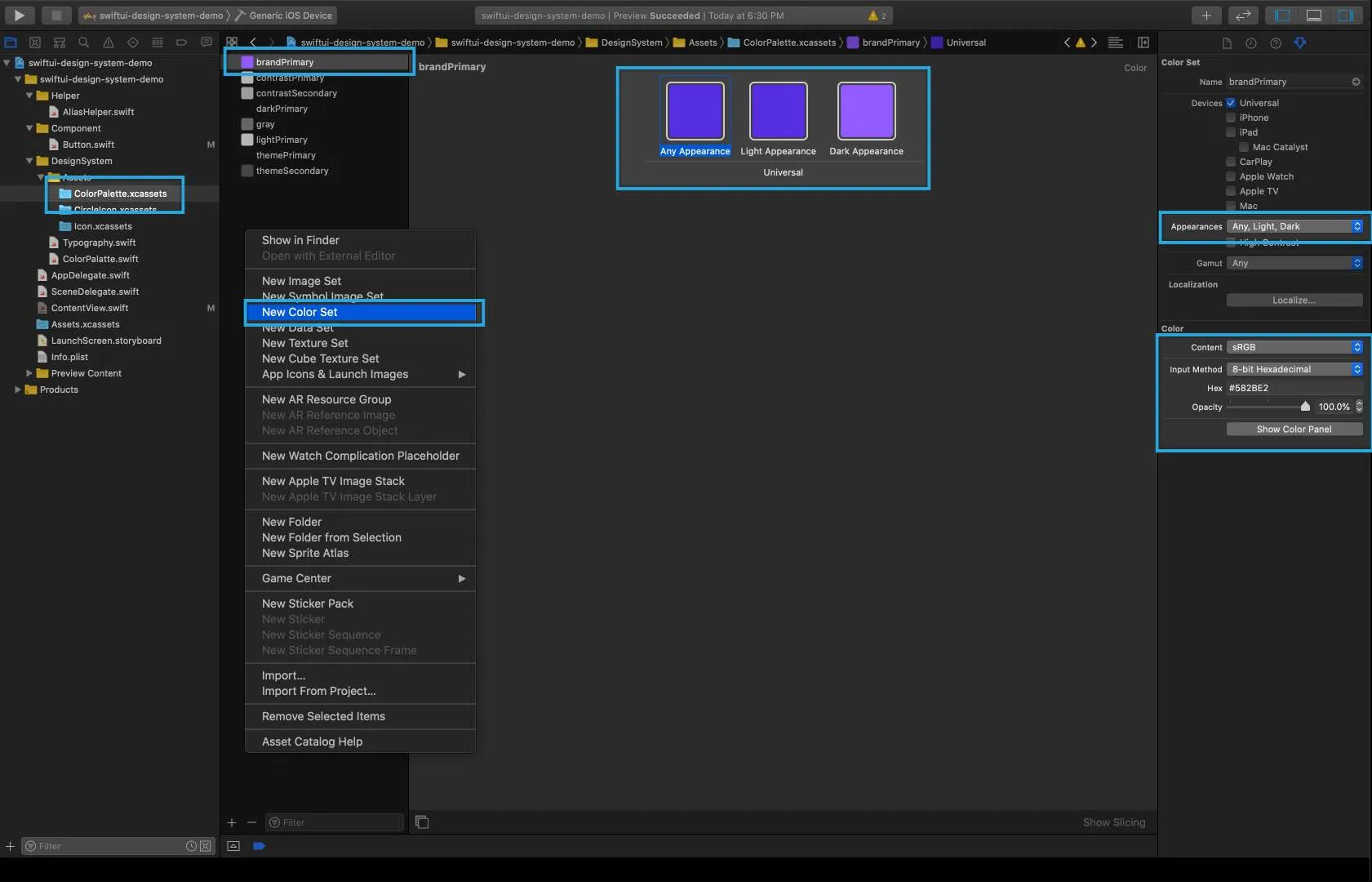 How to add color asset in Xcode