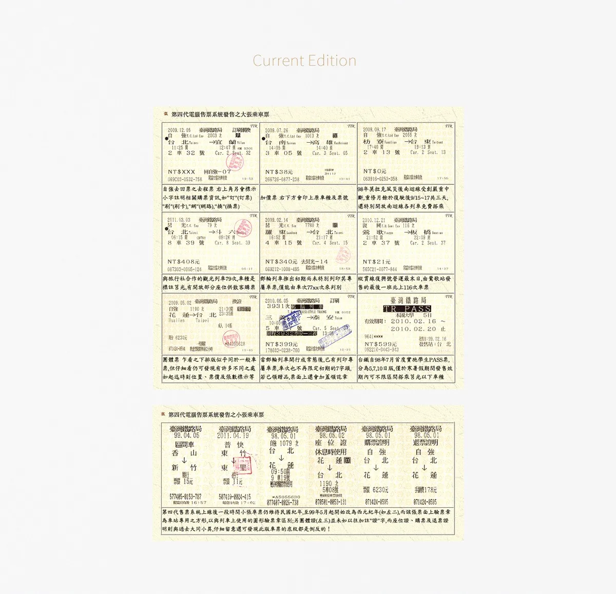 現行火車票設計